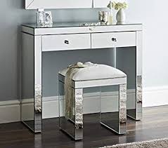 Niches Luxury Venetian Mirror Dressing Table Stool With Two Makeup Drawers Vanity Set Glamours Bedroom Dressing Table Vanity Glamourous Bedroom Table Stool