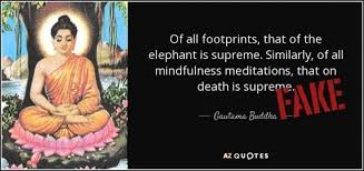 Of All Footprints That Of The Elephant Is Supreme Similarly Of All Mindfulness Meditation That On Death Is Supreme Fake Buddha Quotes