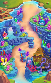 Fun Details Like The Kraken Good Contrast Of Colors Neutral Path With Bright Set Dressings Clear Path Can Tell That The 2d Game Art Map Games Game Design