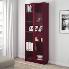Used billy bookshelf ikea for sale in new york letgo. Amazon Com Ikea Billy Bookcase With Glass Doors Dark Red Furniture Decor