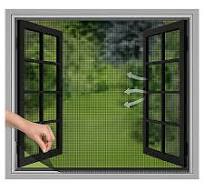 CUQOO Black Velcro Fly Window Screen, 150 x 130cm Curtain, Screen Mesh Netting with 5m Self Adhesive Velcro Tape