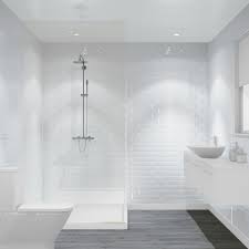 Beautiful tile effect wall panels without the hassle of grout. Metro Tile Effect Multipanel White Horizontal Bathroom Wall Coverings Wet Wall Shower Panels Metro Tiles