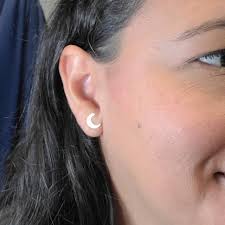 Pendientes de luna y estrella de oro macizo de 14 k, pendientes de luna  marinera y estrella, pendientes de media luna de oro, pendientes de  estrella de luna celestial