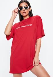 Black And Red T Shirt Dress Red Nakey Nakey Nakey Slogan Oversized T Shirt Dress Ropa Vestidos Cortos Vestidos