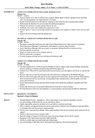 Assign tasks to employees to keep make orders to ensure office is always properly stocked. Assistant Operations Manager Resume Samples Velvet Jobs