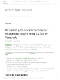 Republica bolivariana de venezuela ministerio del poder popular para el trabajo y seguridad social instituto venezolano de los seguros sociales direccion general de afiliacion y prestaciones en dinero. Requisitos Para Solicitar Pension Por Incapacidad Seguro Social Ivss Pension Salario Minimo