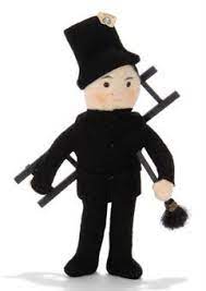 A Steiff Felt Mascot Chimney Sweep 15 2 Pink Face And Hands Black Glass Eyes Black Clothes And Top Hat Wooden Ladder Swe Chimney Sweep Steiff Paper Tag