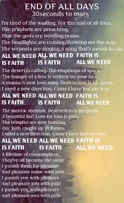 Thirty Seconds To Mars End Of All Days Lyrics 30 Seconds To Mars End Of All Days Lyrics Testi Musica