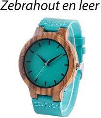 houten dames horloge zebrahout met een soepele leren band wialy h016 horloge houten horlogeband
