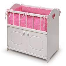 Badger Basket Storage Doll Crib With Bedding And Free Personalization Kit White Fits American Girl My Life As Most 18 Inch Dolls Walmart Com