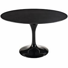 French dining table with 48 round marble top. Lippa 48 Round Marble Top Dining Table With Lacquered Pedestal Black