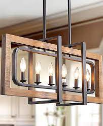 Lnc 6 Light Black Geometric Wood Candle Chandelier A03429 The Home Depot Dining Lighting Dining Room Lighting Kitchen Island Lighting