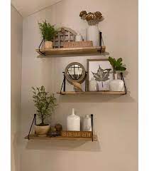 Wood Wall Shelf With Hanging Wire Natural Black Threshold In 2021 Shelf Decor Living Room Wall Shelf Decor Decor