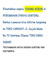 Lowongan kerja sebagai tukang kebun juni 2021. Lowongan Tukang Kebun Cp Lowongan Kerja Banyuwangi Facebook