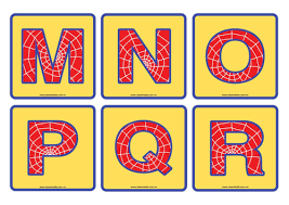 A, b, c, d, e, f, g, h, i, j, k, l, m, n, o, p, q, r, s, t, u, v, w, x, y, z. Alphabet Flashcards Spider Man 1 26 Card Steam Kids