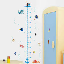 Cartoon Shark Fish Boat Height Measure Wall Sticker For Kids