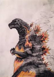 Burning Godzilla Sketch By Kongzilla2010 Godzilla Godzilla 1995 Art