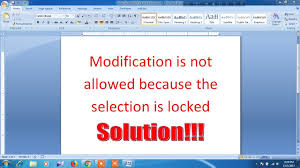 Modification Is Not Allowed Because The Selection Is Locked Here Solution Youtube