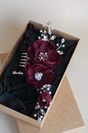 Burgundy Wedding Hair Piece Hair Flower Comb For Bride Burgundy Wedding Wine Colored Wedding Marsala Wedding