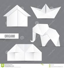 It's thin so it folds easily and it's conveniently already cut into squares. Origami Eingestellt Haus Schiff Und Elefant Weisses Papper Design Vektor Abbildung Illustration Von Hintergrund Japan 52005469