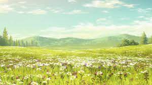She appears in pokémon the movie: Cute Anime Flower Field Background Anime Landscape