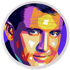 Spencer Tracy Round Beach Towel by Retro Movie Posters