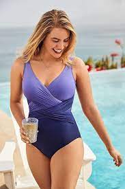 Women S Slender Wrap One Piece Swimsuit With Tummy Control Print From Lands End One Piece Print Swimsuit Swimsuits