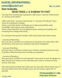 Dear Graduate Do You See J O B As Journey Of Borrowing Or Journey Of Becoming The Uploaded Letter Has More The Borrowers Lettering Dear