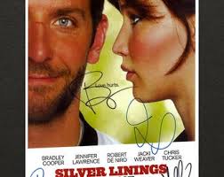 Signed Silver Linings Playbook Movie Poster: Autographed by Cooper,  Lawrence, De Niro