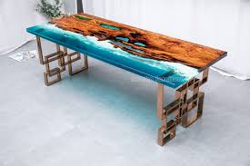 Mkrt 190686 Incredible Workmanship Unique Diy Blue Resin Ocean Table With Shells Free Shipping Wood Resin Table Unique Dining Tables Resin Furniture