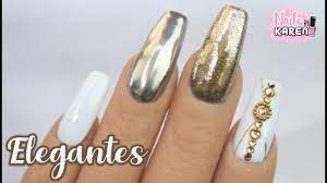 Compruebe hacia fuera la mejor colección del diseño del arte del clavo y de la decoración fácil simple de la manera del arte del uñas. Unas Muy Elegantes Blanco Con Dorado Youtube