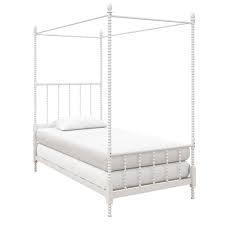 Bed includes headboard, footboard, side rails, slats and support legs. Dhp Emerson Metal Canopy Bed In Twin Size Frame In White De73610