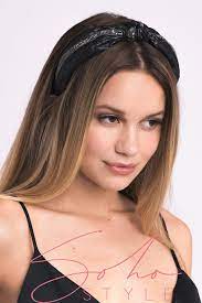 Vegan Leather And Rhinestone Black Headband Black Headband Brown Blonde Hair Long Hair Styles