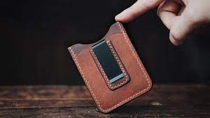 This money clip card case is made with full grain leather, and features a magnetic money clip so you can easily snap in your cash and be on your way. Making A Handmade Money Clip Leather Wallet Asmr Edition Youtube