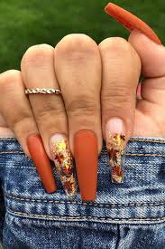 43 Of The Best Orange Nail Art Ideas And Designs Stayglam Fall Acrylic Nails Fall Nail Art Designs Ballerina Nails