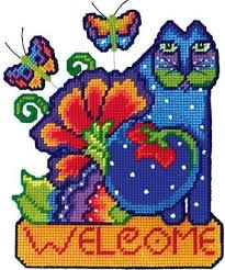 Moda sampler block shuffle 2015. Design Works Laurel Burch Feline Welcome Wall Decor Plastic Canvas Kit 3388 123stitch