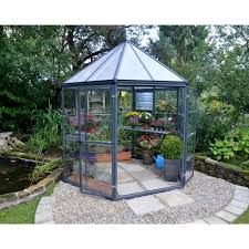 Palram 8 Ft X 7 Ft Oasis Hexagonal Greenhouse 704053 The Home Depot Backyard Greenhouse Outdoor Greenhouse Diy Greenhouse Plans