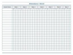 Minimalist Template Of Weekly Attendance Sheet In Excel For Student With 7 Weeks Column Attendance Sheet Template Attendance Sheet Attendance Sheet In Excel