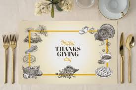 On the far left of the charger, place a neatly folded napkin. Thanksgiving Dinner Paper Placemats Pack Of 25 Traditional Turkey Day Family Meal Parties Dinner Table Settings Decor Disposable Quick Cleanup 17 X 11 Fall Theme Dining Place Mats Db Party Studio Kitchen