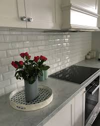 beveled subway tile kitchen