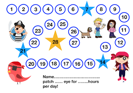 Orthoptic Patching Reward Chart Lazy Eye Amblyopia Chart