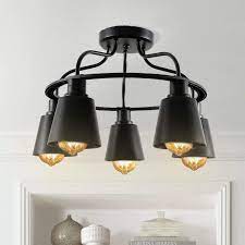 Ksana semi flush mount ceiling light, farmhouse light fixtures ceiling with faux wood finish for kitchen, dining room…. Ganeed Industrial Metal Black Ceiling Light Fixture Flush Mount 5 Lights Semi For Farmhouse Porch Kitchen Lighting Light Pendant Lights Aliexpress