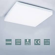 A ceiling light placed at the centre of the room. Led Ceiling Light 25w Modern Square Flush Ceiling Lights Daylight White For Living Room Kitchen Bathroom Bedroom Hallway Amazon Co Uk Lighting