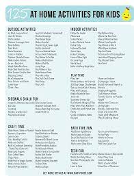 125 At Home Activities For Toddlers Preschoolers Kids Baby Foode Babysitting Activities Kids Activities At Home Babysitting Fun