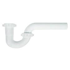 white plastic sink drain p trap with