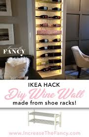 Learn How I Made This Wine Wall Feature Out Of Ikea Shoe Racks Ikea Hack Diy Wine Wall Winewall Ikea Tjusig Winetastingr Ikea Wine Rack Shoe Rack Diy Rack