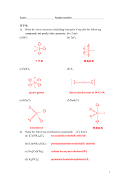 問答題 1) Write The Lewis Structures (including Lone Pairs
