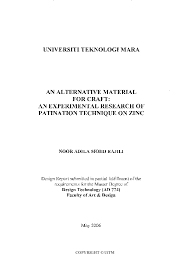 Faculty of art design (fssr) shah alam offers 9 bachelor programmes, 1 diploma programme. Pdf Alternative Material For Craft An Experimental Research Of Patination Technique On Zinc Noor Adila Mohd Rajili Noor Adila Mohd Rajili Academia Edu