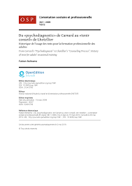Historique de la formation professionnelle. Pdf Du Psychodiagnostic De Carrard Au Tenir Conseil De Lhotellier