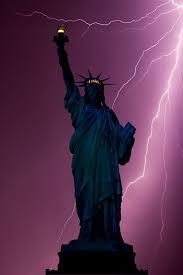 Statue of Liberty and lightning, New York (With images) | Statue ...